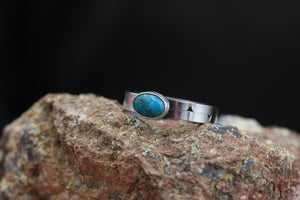 Chunky Turquoise Ring w/ Unique Sterling Silver Band SIZE 10.5