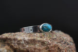 Chunky Turquoise Ring w/ Unique Sterling Silver Band SIZE 10.5